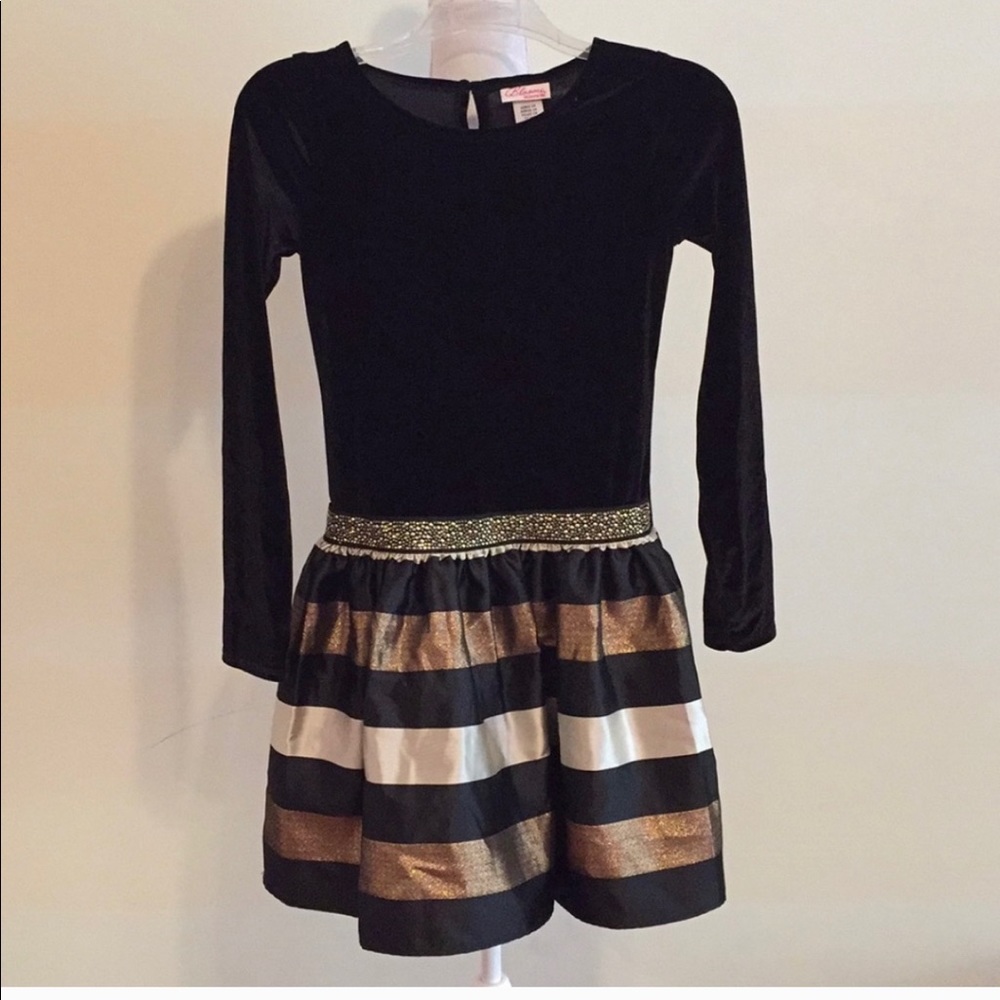 Girls black and gold dress
